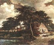 HOBBEMA, Meyndert Landscape with a Hut f